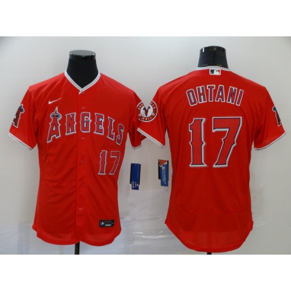 Los Angeles Angels #17 Shohei Ohtani Red Flex Base Stitched Jersey