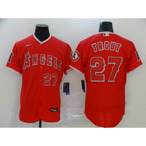 Los Angeles Angels #27 Mike Trout Red Flex Base Stitched Jersey