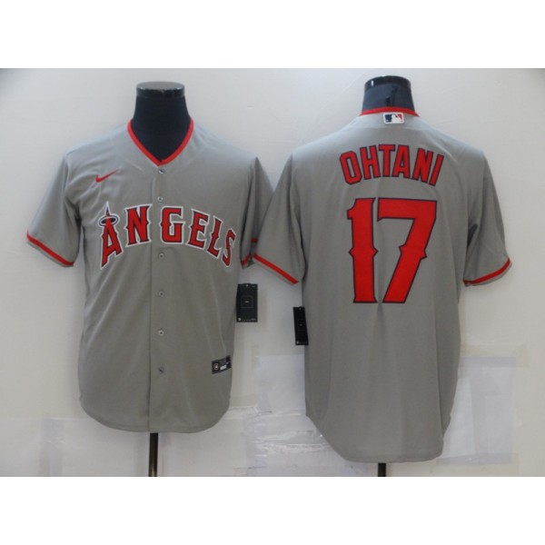 Los Angeles Angels White #17 Shohei Ohtani Grey Cool Base Stitched Jersey