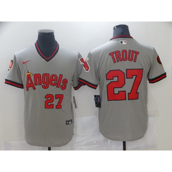 Los Angeles Angels White #27 Mike Trout 2020 Grey Cool Base Stitched Jersey