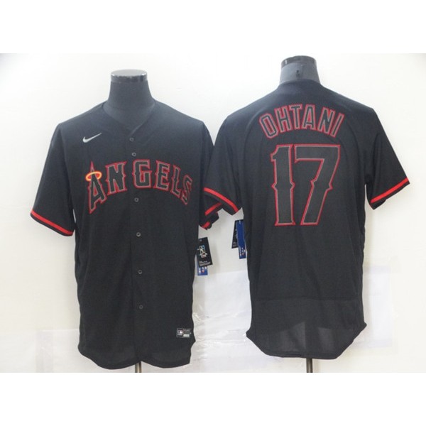Los Angeles Angels #17 Shohei Ohtani Black Flex Base Stitched Jersey