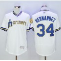 Mariners #34 Felix Hernandez White Flexbase Authentic Collection Cooperstown Stitched Jersey