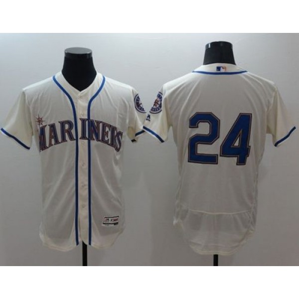Mariners #24 Ken Griffey Cream Flexbase Authentic Collection Stitched Jersey
