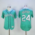 Mariners #24 Ken Griffey Green Flexbase Authentic Collection 2016 Hall Of Fame Patch Stitched Jersey