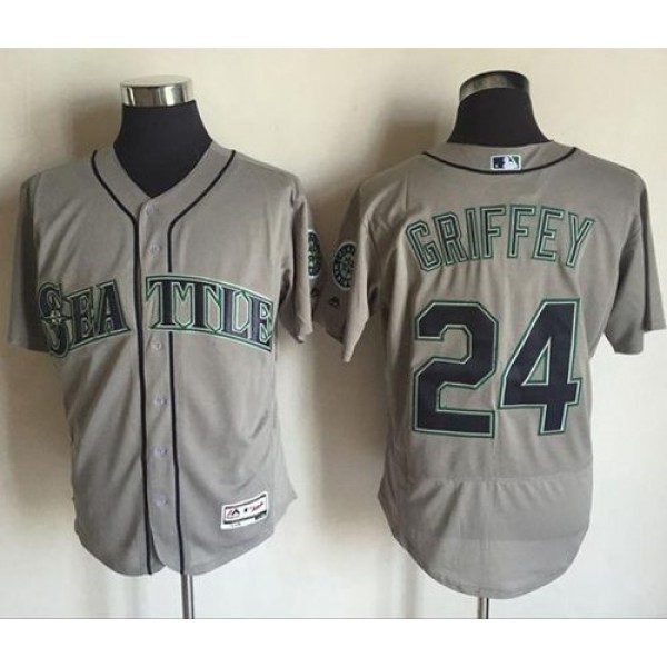 Mariners #24 Ken Griffey Grey Flexbase Authentic Collection Stitched Jersey