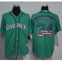 Mariners #34 Felix Hernandez Green USA Flag Fashion Stitched Jersey