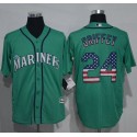 Mariners #24 Ken Griffey Green USA Flag Fashion Stitched Jersey