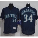 Mariners #34 Felix Hernandez Navy Blue Flexbase Authentic Collection Stitched Jersey