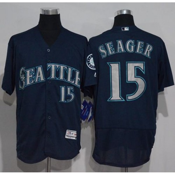 Mariners #15 Kyle Seager Navy Blue Flexbase Authentic Collection Stitched Jersey