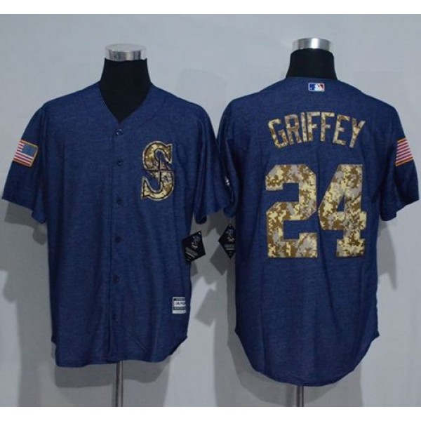 Mariners #24 Ken Griffey Denim Blue Salute To Service Stitched Jersey
