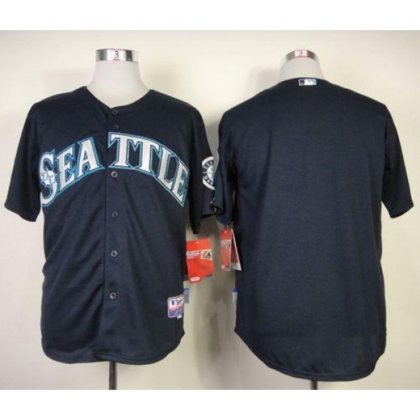 Mariners Blank Navy Blue Cool Base Stitched Jersey