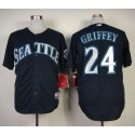 Mariners #24 Ken Griffey Stitched Navy Blue Jersey