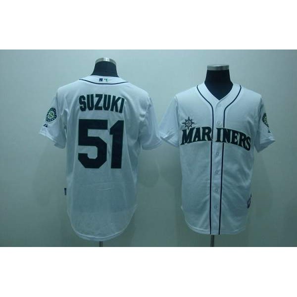 Mariners #51 Ichiro Suzuki Stitched White Jersey