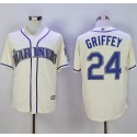 Mariners #24 Ken Griffey Cream New Cool Base2016 Hall Of Fame Patch Stitched Jersey