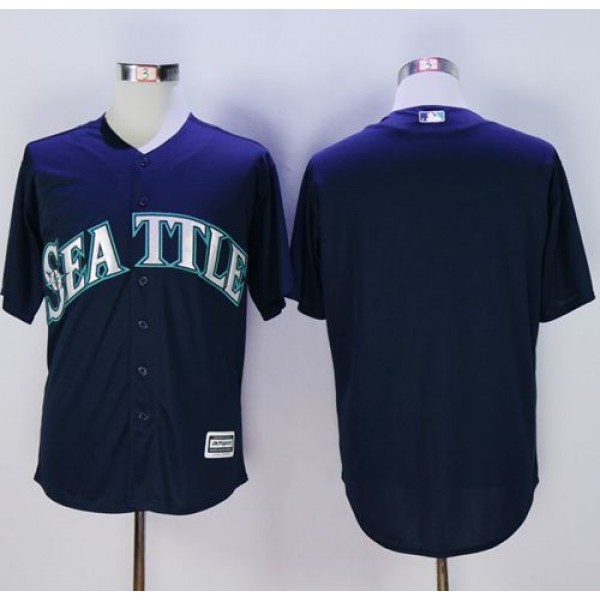 Mariners Blank Navy Blue New Cool Base Stitched Jersey