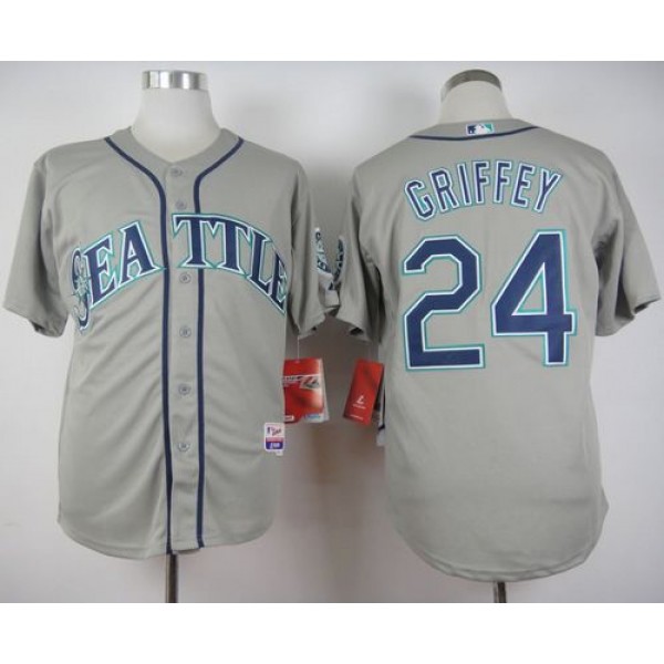Mariners #24 Ken Griffey Stitched Grey Cool Base Jersey