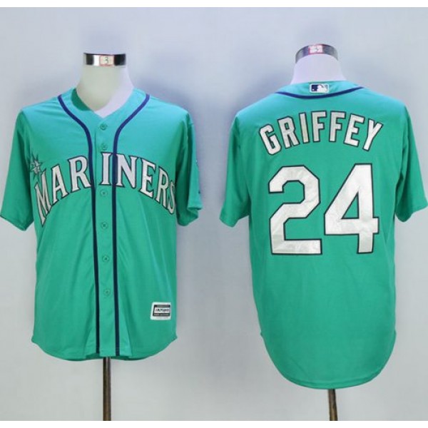 Mariners #24 Ken Griffey Green New Cool Base 2016 Hall Of Fame Patch Stitched Jersey