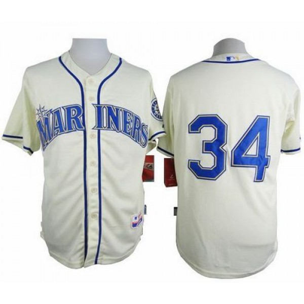 Mariners #34 Felix Hernandez Cream Alternate Cool Base Stitched Jersey