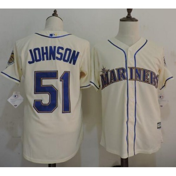 Mariners #51 Randy Johnson Cream New Cool Base Stitched Jersey