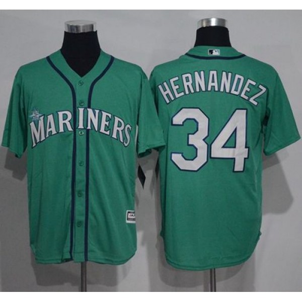 Mariners #34 Felix Hernandez Green New Cool Base Stitched Jersey
