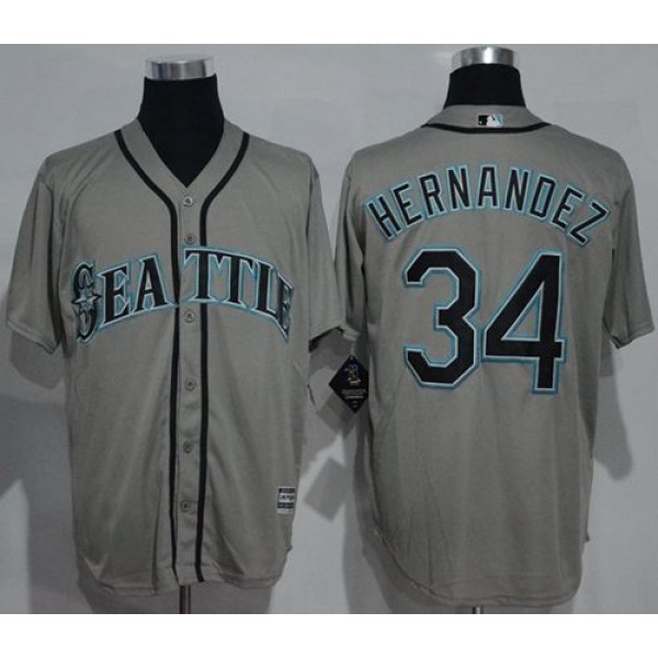 Mariners #34 Felix Hernandez Grey New Cool Base Stitched Jersey