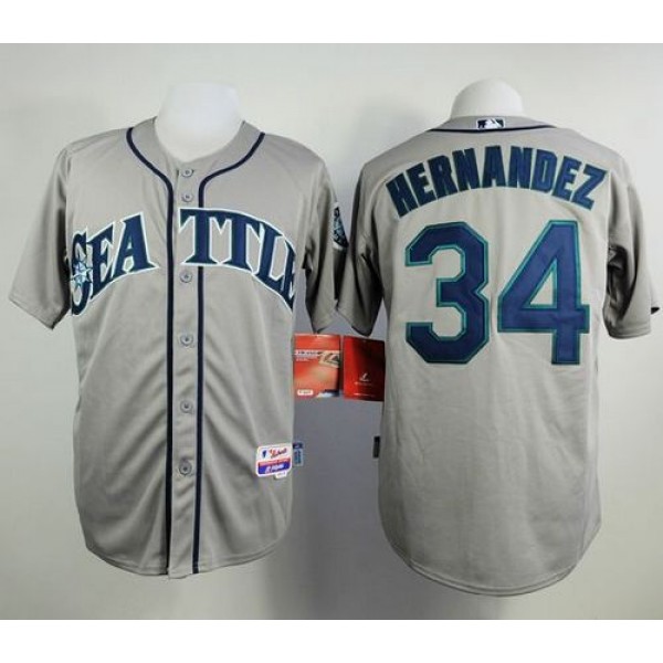 Mariners #34 Felix Hernandez Grey Cool Base Stitched Jersey