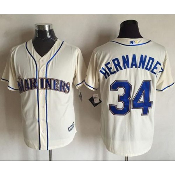 Mariners #34 Felix Hernandez Cream New Cool Base Stitched Jersey