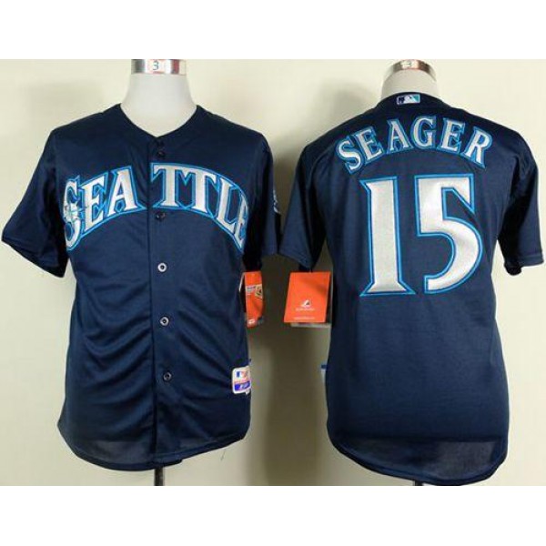 Mariners #15 Kyle Seager Navy Blue Cool Base Stitched Jersey