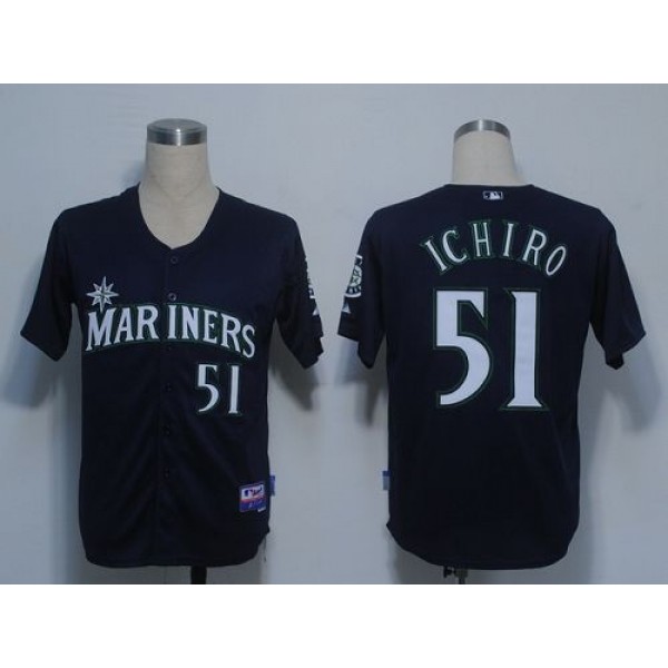 Mariners #51 Ichiro Suzuki Navy Blue Cool Base Stitched Jersey