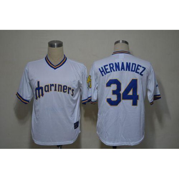 Mariners #34 Felix Hernandez White Cooperstown Stitched Jersey