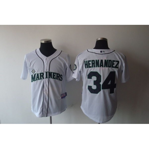 Mariners #34 Felix Hernandez White Cool Base Stitched Jersey