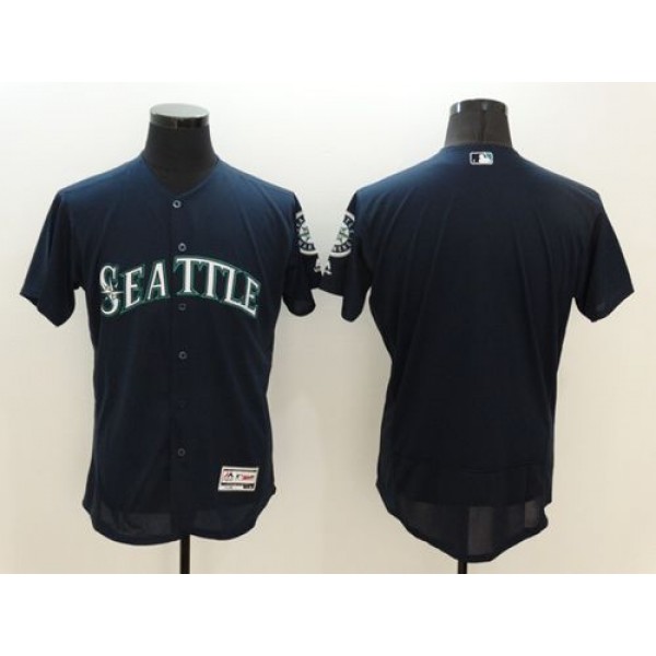 Mariners Blank Navy Blue Flexbase Authentic Collection Stitched Jersey