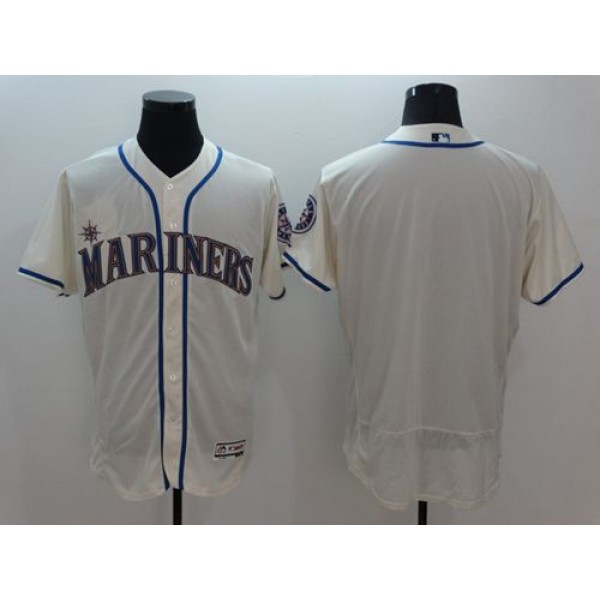 Mariners Blank Cream Flexbase Authentic Collection Stitched Jersey