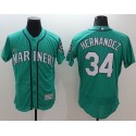 Mariners #34 Felix Hernandez Green Flexbase Authentic Collection Stitched Jersey