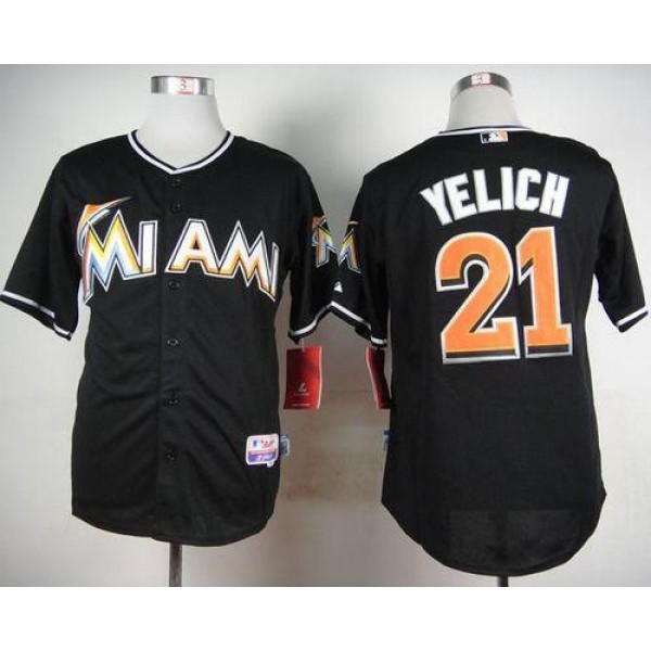 Marlins #21 Christian Yelich Black Cool Base Stitched Jersey