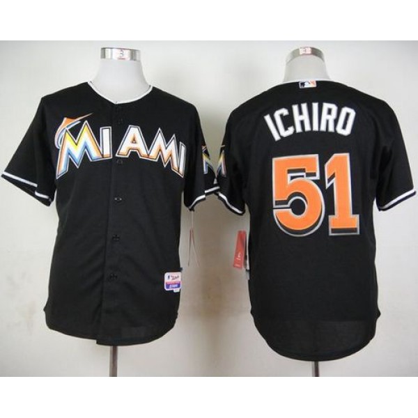 Marlins #51 Ichiro Suzuki Black Cool Base Stitched Jersey