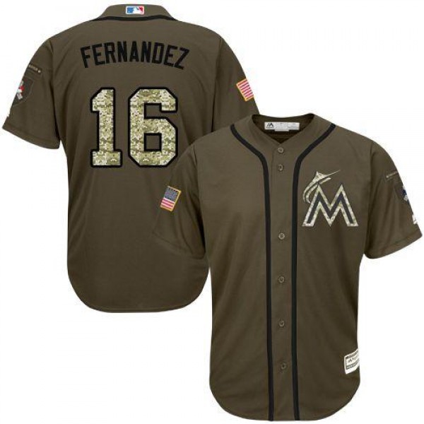 Marlins #16 Jose Fernandez Green Salute To Service Stitched Jersey