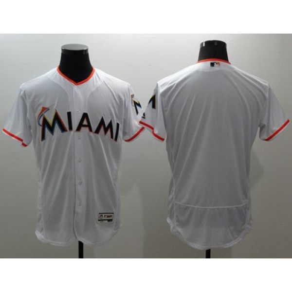 Marlins Blank White Flexbase Authentic Collection Stitched Jersey