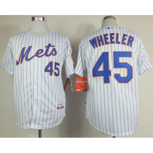Mets #45 Zack Wheeler White(Blue Strip) Home Cool Base Stitched Jersey