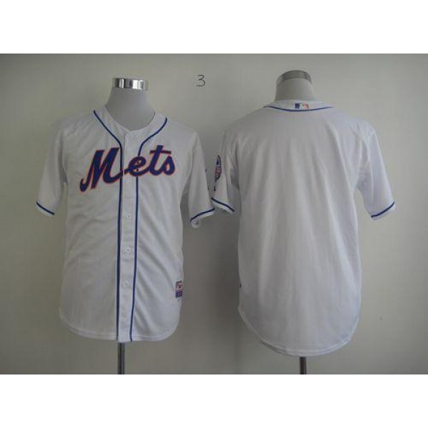 Mets Blank White Cool Base Stitched Jersey