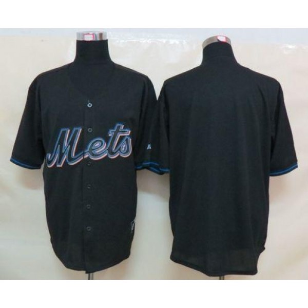 Mets Blank Black Fashion Stitched Jersey