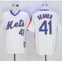 Mets #41 Tom Seaver White(Blue Strip) Cooperstown Stitched Jersey