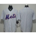 Mets Blank White(Blue Strip) New Cool Base Stitched Jersey
