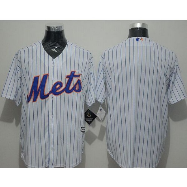 Mets Blank White(Blue Strip) New Cool Base Stitched Jersey