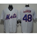 Mets #48 Jacob DeGrom White(Blue Strip) New Cool Base Stitched Jersey