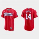 Miami Marlins #14 Adam Duvall Red 2021 City Connect Flex Base Stitched Jersey