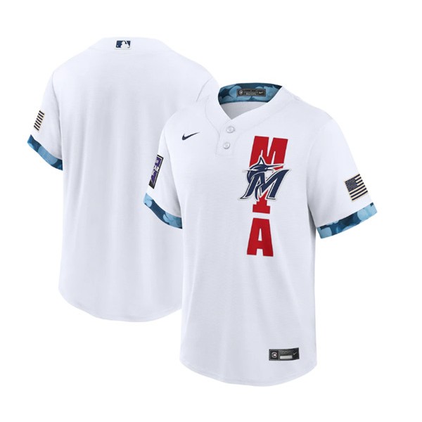 Miami Marlins Blank 2021 White All-Star Cool Base Stitched Jersey
