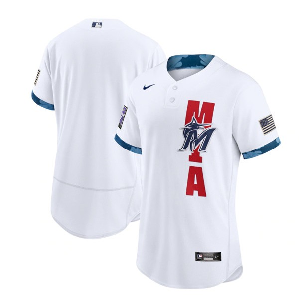 Miami Marlins Blank 2021 White All-Star Flex Base Stitched Jersey