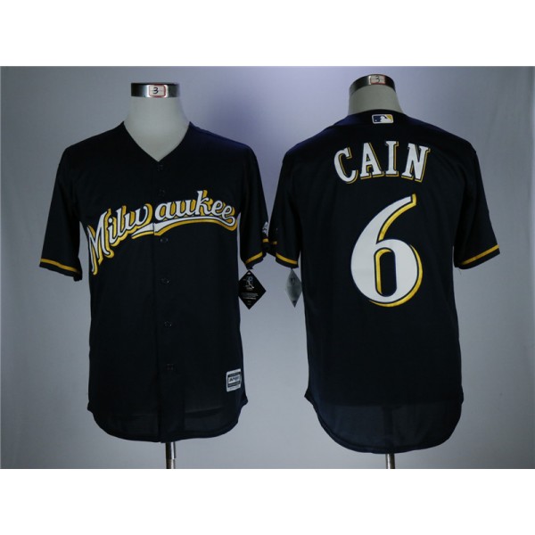 Milwaukee Brewers #6 Lorenzo Cain Navy Coolbase Stitched Jersey