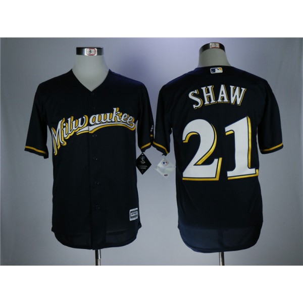 Milwaukee Brewers #21 Travis Shaw Navy Coolbase Stitched Jersey